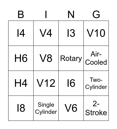 All the Engines Bingo Card