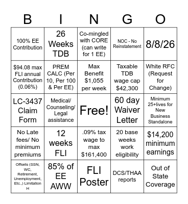 NJ STAT Knowledge Check - HIG Bingo Card