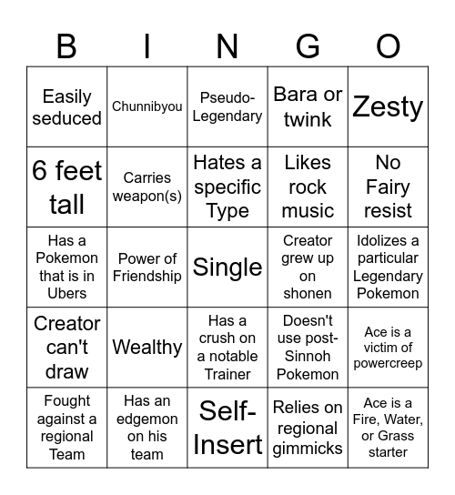 /tog/ male OC bingo Card