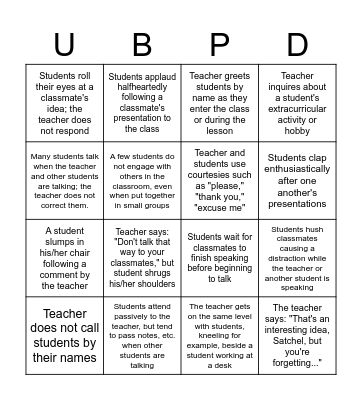Creating an Environment of Respect and Rapport Bingo Card