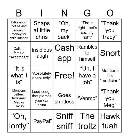 Mosteller bingo Card