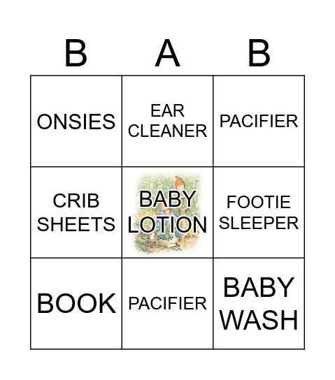 BABY SHOWER Bingo Card