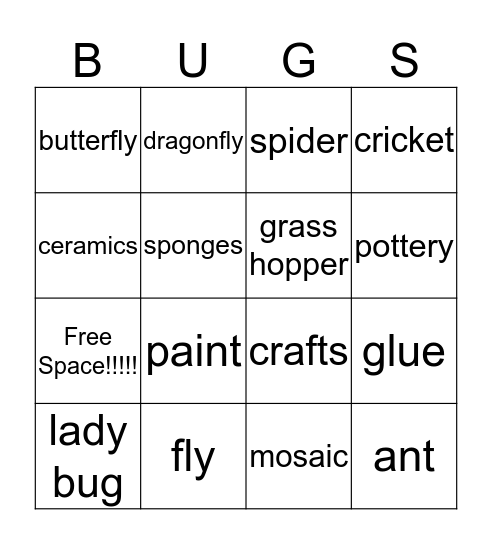 "A Bugs Life" Bingo Card
