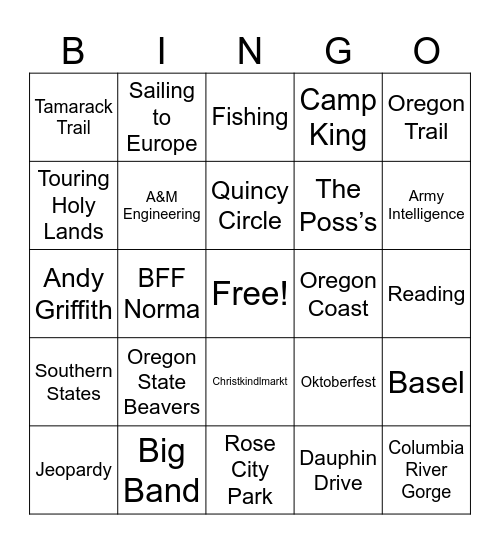 BaJingo Bingo Card