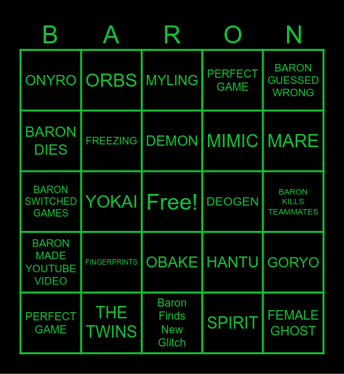 Th3BeardedBaron's Bingo Cards V2 Bingo Card
