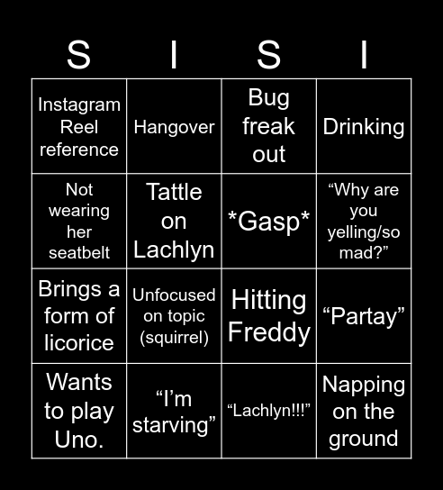 Sierra Bingo Card