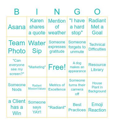 Radiant Marketing All-Hands Bingo Card