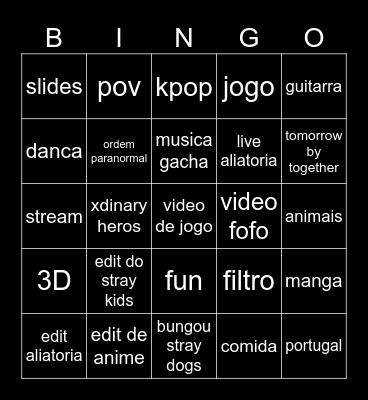 tiktok bingo Card