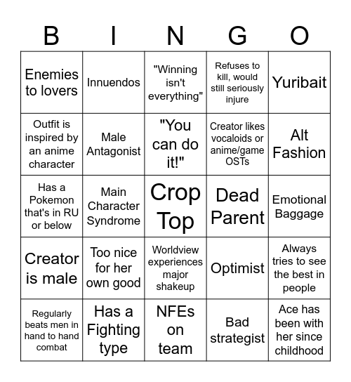 /tog/ female OC bingo Card