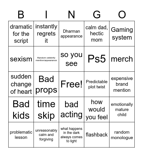 Dhar Man bingo Card