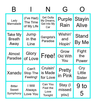 MUSIC BINGO at the Ann Arbor Eagles! Bingo Card