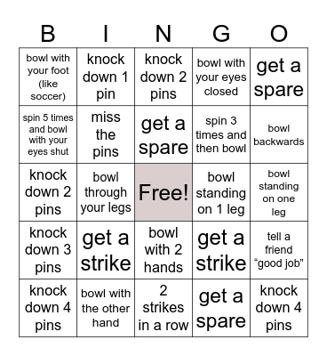 Bowling Bingo! Bingo Card
