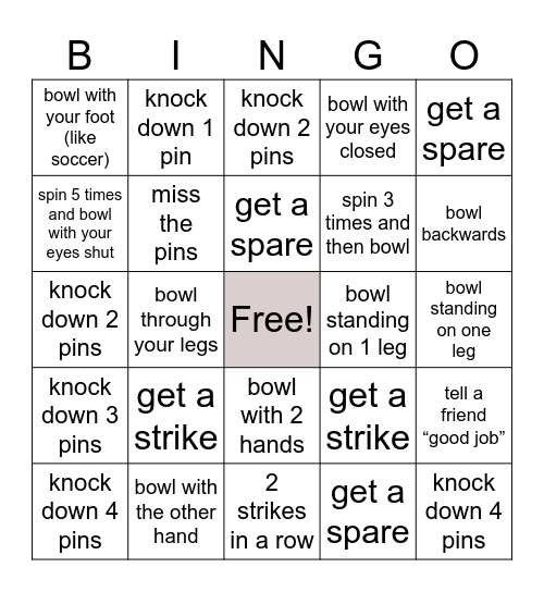 Bowling Bingo! Bingo Card