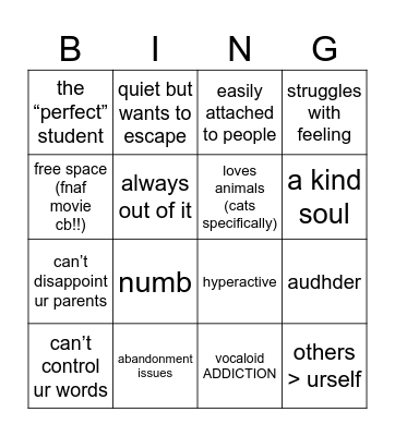how much do u relate to chiharu? Bingo Card