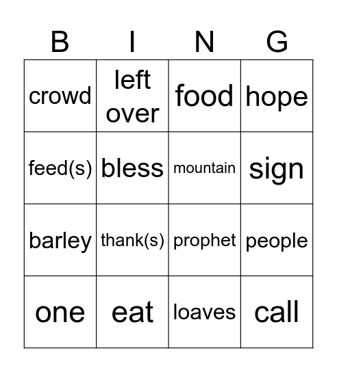 17th Sunday in Ordinary Time year B Bingo Card