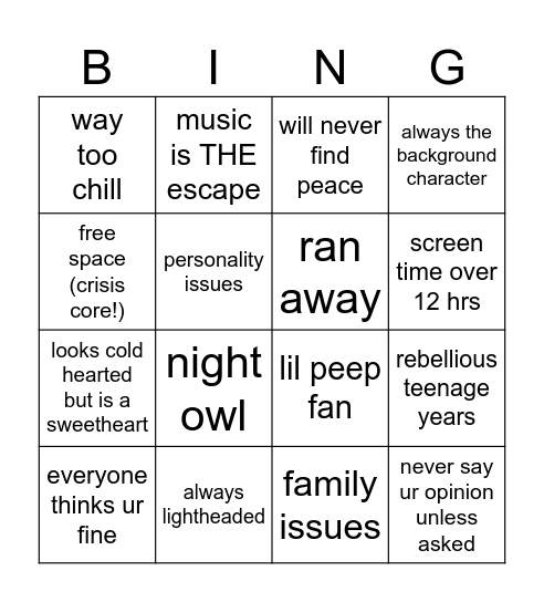 how much  do u relate to lilith? Bingo Card