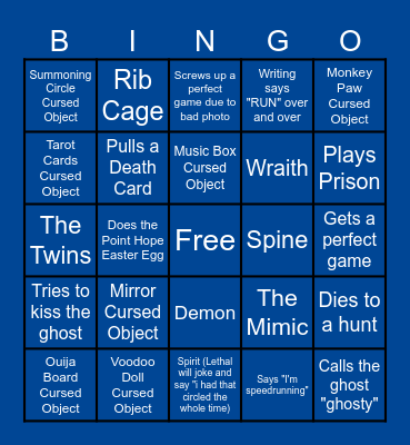 Phasmophobia Bingo Card