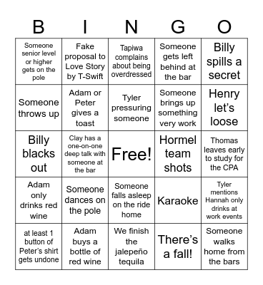 PartEY Bus Bingo Card