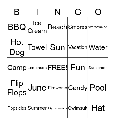 Summer Bingo Card