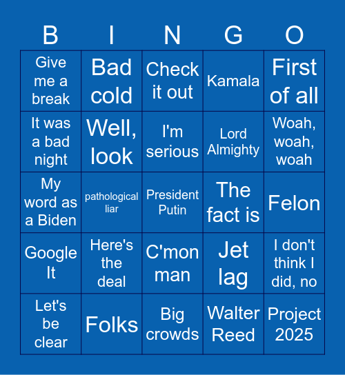 Biden Bingo Card