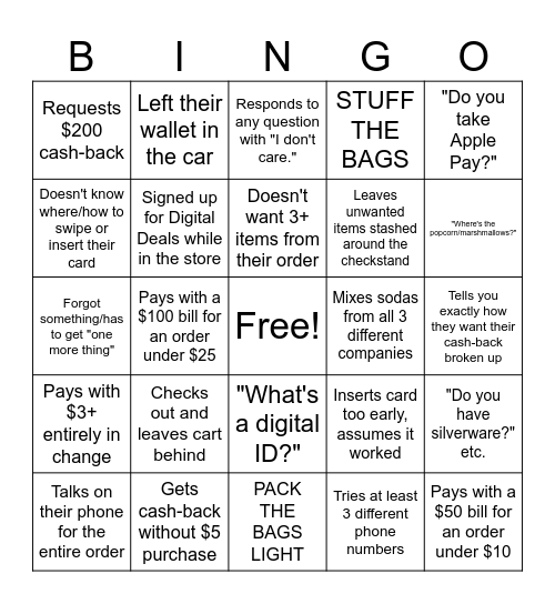 CUSTOMER BINGO Card