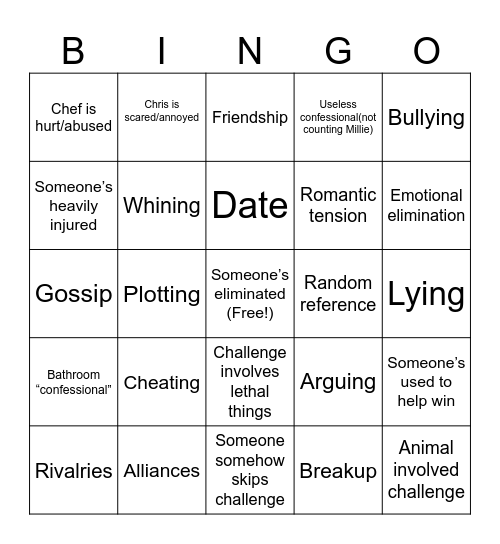 Total drama bingo Card