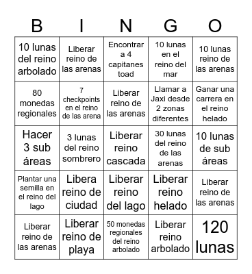 Bingo Mario odisea Bingo Card