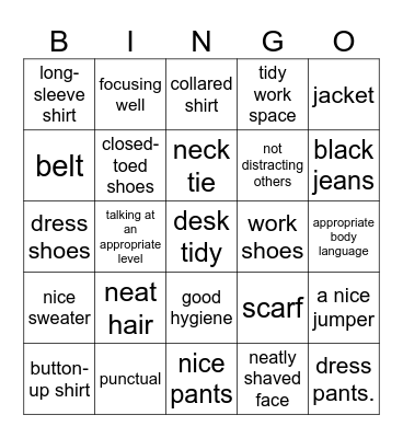 professional presentation Bingo Card