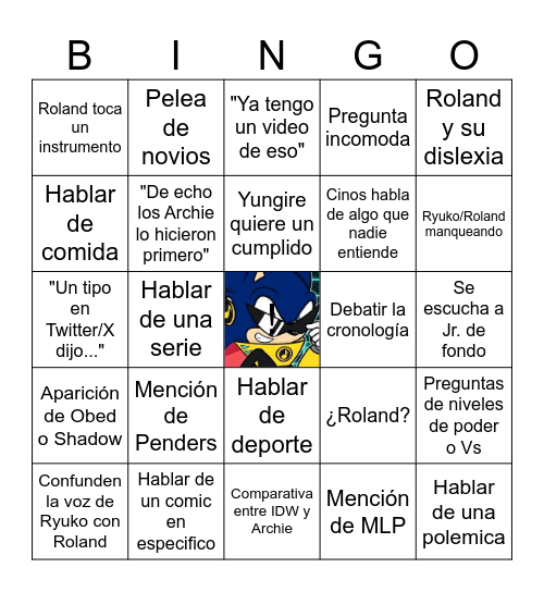 Bingo de Directos Bingo Card