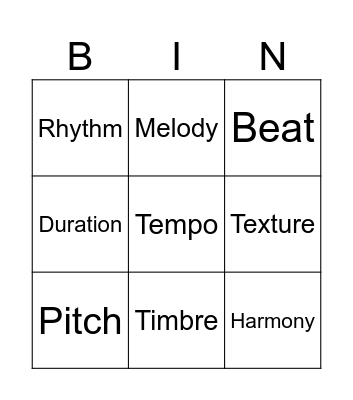 Music Bingo Card