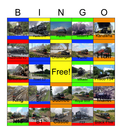 Amazing Steam Trains Bingo Card