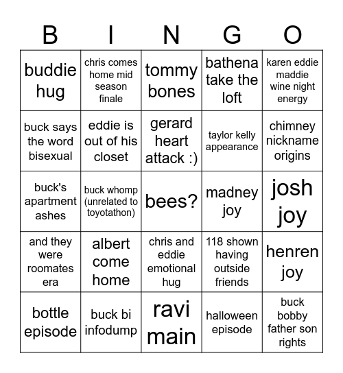 911 season 8 Bingo Card