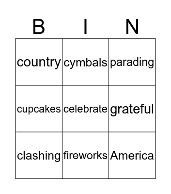 4th of July Mini BINGO Card