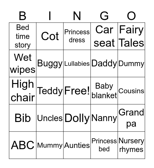 Adoption Shower Bingo (3) Bingo Card