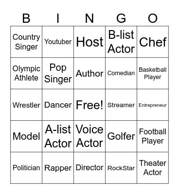 Claim to Fame Bingo Card