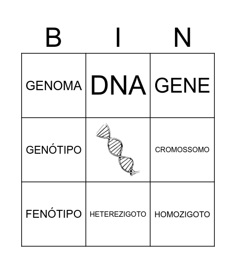 BINGO DA GENÉTICA Bingo Card