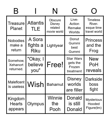 KH4 BINGO Card