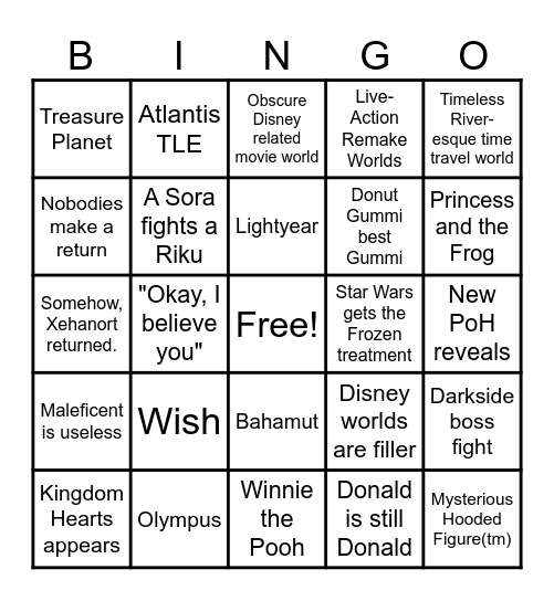 KH4 BINGO Card