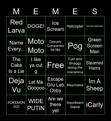 Meme Machine Bingo Card