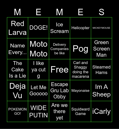 Meme Machine Bingo Card