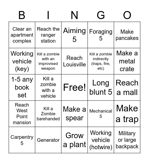 ZomBingoid Bingo Card