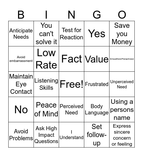 Investing in YOU Bingo Card