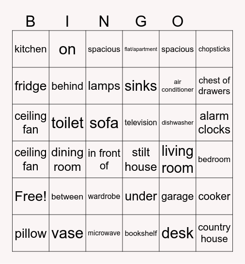 MY HOUSE Bingo Card