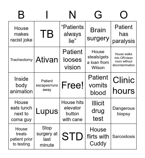 House Bingo Card