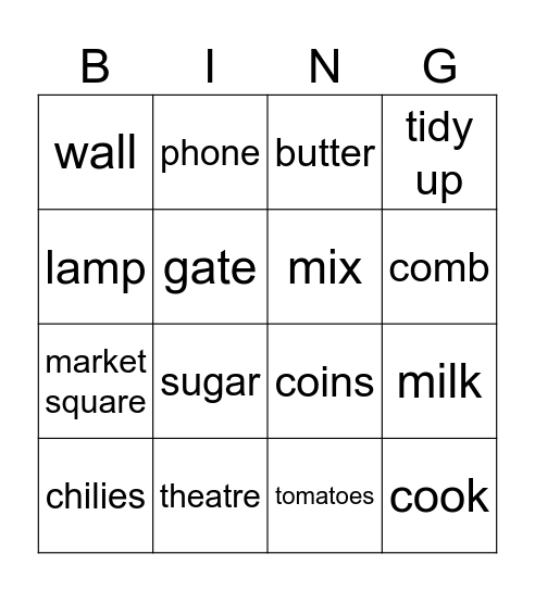 Vocab review! Bingo Card