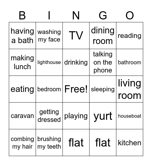 Big English 1 unit 5 Bingo Card