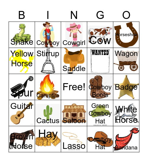 Giddy Up Bingo Card