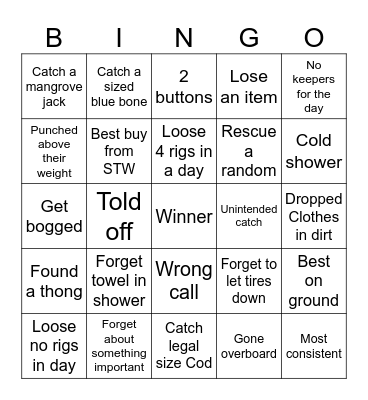 Camping Bingo Card