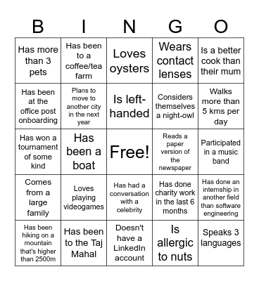 Find someone who... Bingo Card