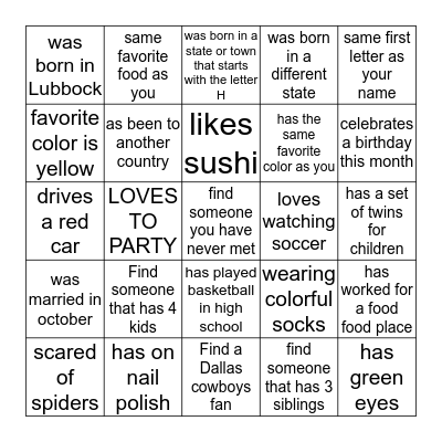Montemayor's First Cousin Family Reunion Bingo Card